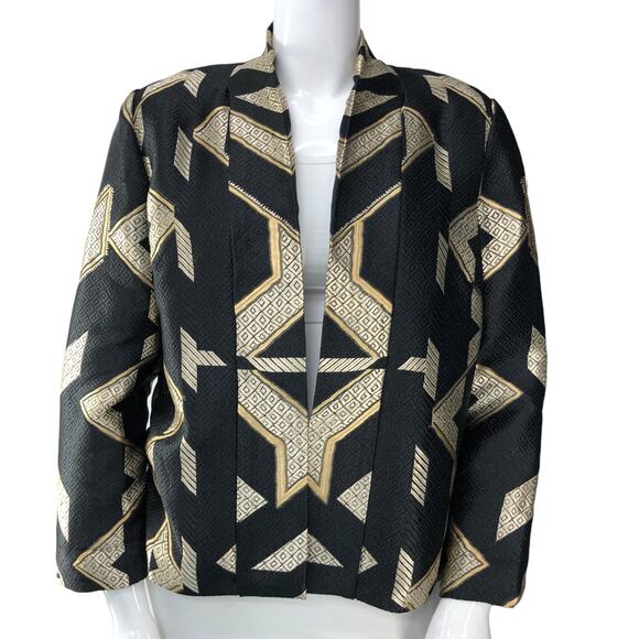 Chicos Women Size 2 US 12 Egyptian Sophisticate Persias Jacket Metallic Jacquard - Picture 12 of 16